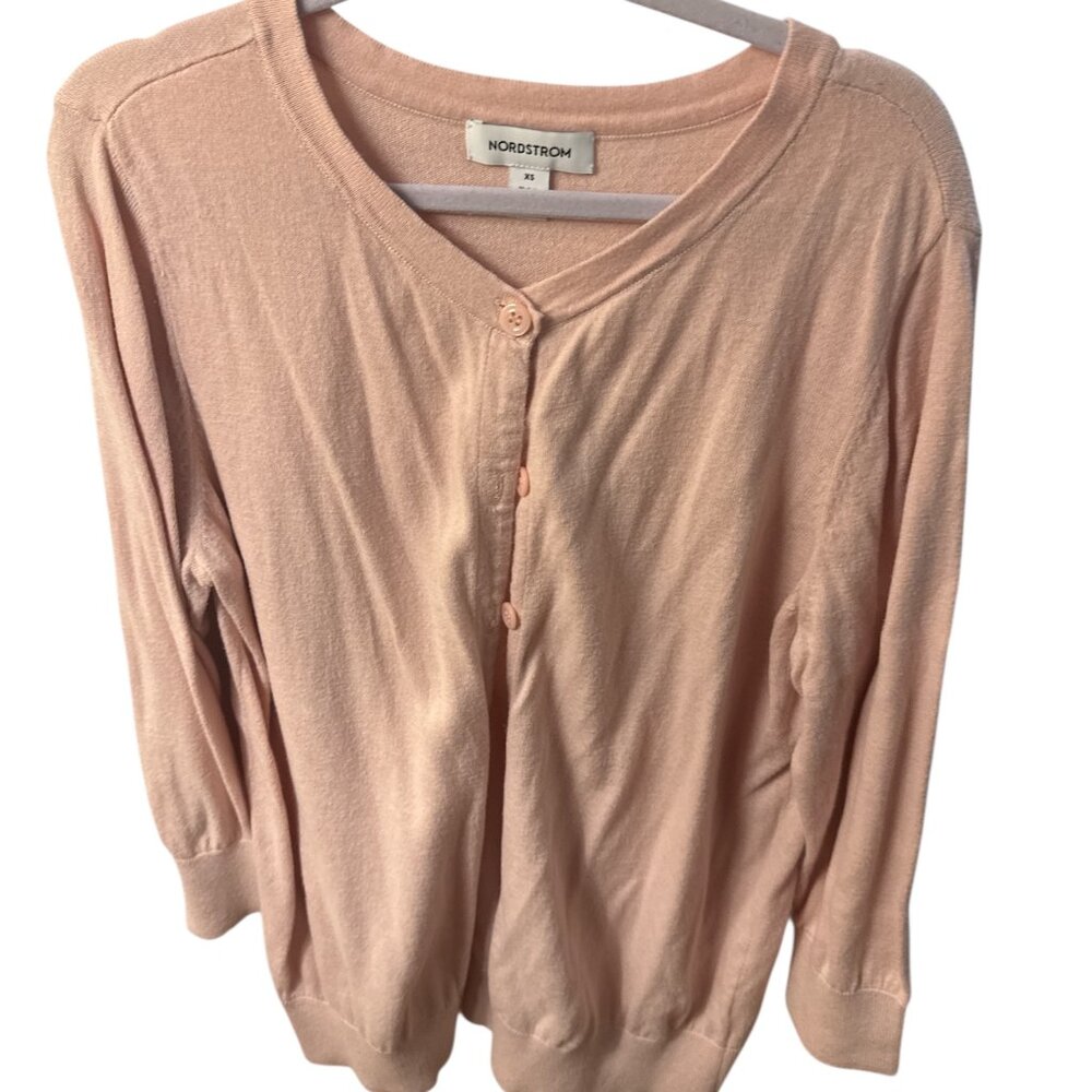 Nordstrom Blush Pink Button-Front Cardigan